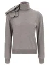 Moschino Floral Design Knit Sweater Turtleneck In Gray