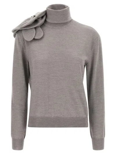 Moschino 3d Flower Sweater In Gray