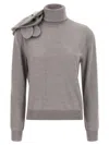 Moschino Floral Design Knit Sweater Turtleneck In Gray