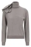 Moschino Floral Design Knit Sweater Turtleneck In Gray