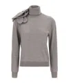 Moschino Floral Design Knit Sweater Turtleneck In Gray