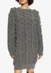 Moschino 3d Ruffles Knitted Mini Dress In Gray
