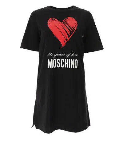 Moschino 40 Years Of Love Crewneck Dress In Black