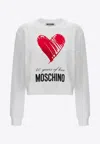 Moschino Cotton Jersey Printed Logo Sweatshirt In White