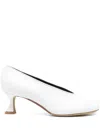 Moschino "duck" Almond Toe Curved Heel Pumps In White