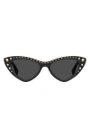 Moschino 53mm Studded Cat Eye Sunglasses In Black