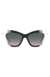 Moschino 54mm Gradient Cat Eye Sunglasses In Black /pink/ White