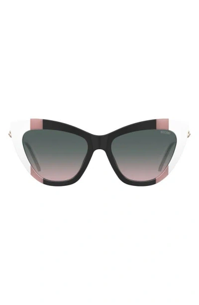 Moschino 54mm Gradient Cat Eye Sunglasses In Black /pink/ White