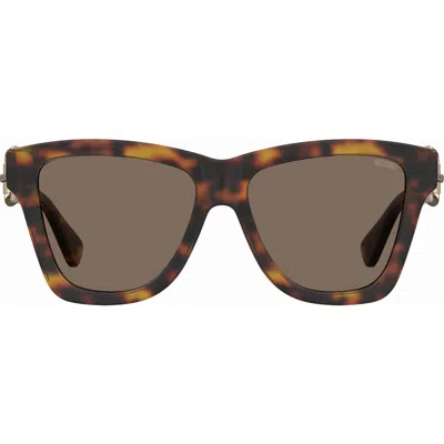 Moschino 54mm Gradient Rectangular Sunglasses In Havana/brown