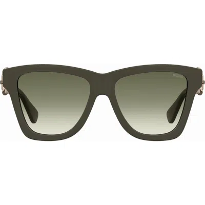 Moschino 54mm Gradient Rectangular Sunglasses In Military Green