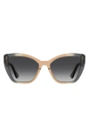 Moschino 55mm Gradient Cat Eye Sunglasses In Grey/ Tan