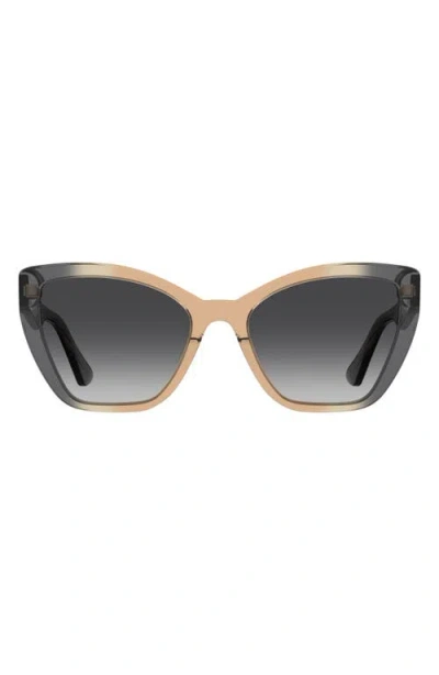 Moschino 55mm Gradient Cat Eye Sunglasses In Grey/tan