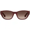 Moschino 55mm Rectangle Sunglasses In Burgundy