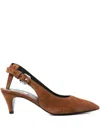 Moschino 60mm Slingback Suede Pumps In Brown