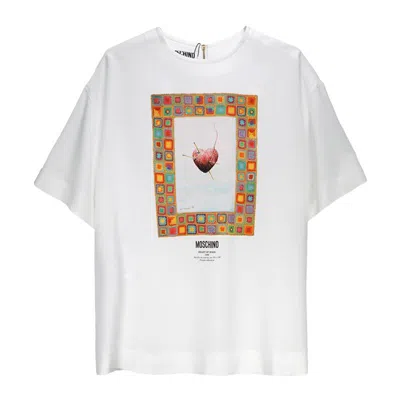 Moschino 【618同价】莫斯奇诺春夏新款潮流女士女装图案印花圆领休闲舒适时尚百搭短袖上衣t恤 A0217043 In White