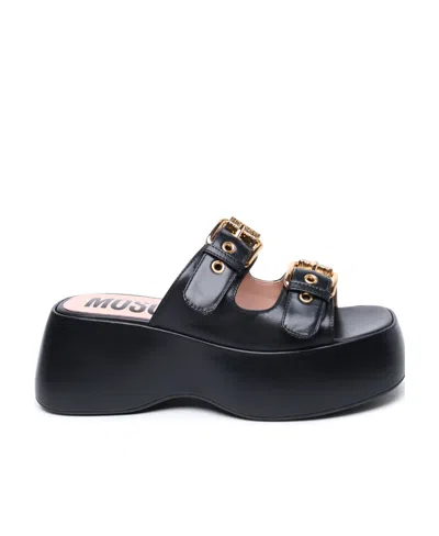 MOSCHINO MOSCHINO DOUBLE-BUCKLE PLATFORM SANDALS
