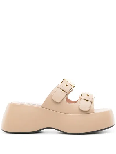 Moschino Dolly 75mm Leather Mules In 中性色