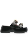 Moschino Square Open Toe Platform Sandals In Black