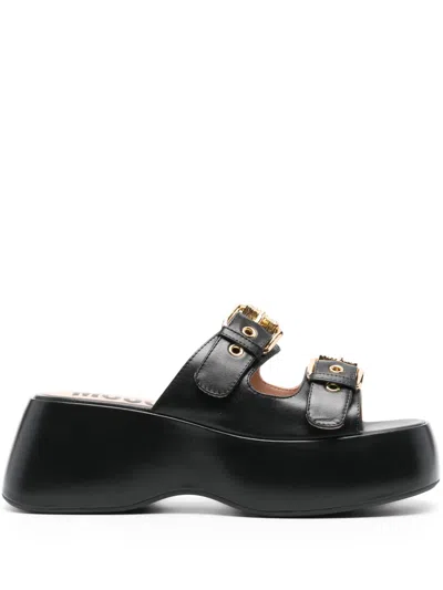 Moschino Square Open Toe Platform Sandals In Multi