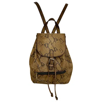 Pre-owned Moschino 80s  Leather Backpack In Brown