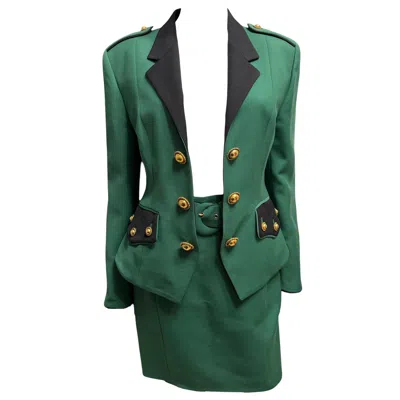Pre-owned Moschino 90's  Green Military Skirt Suit As Seen On Princess Diana