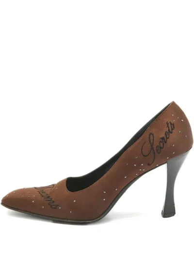 Pre-owned Moschino 90mm Rhinestone-embellished Square-toe Pumps
