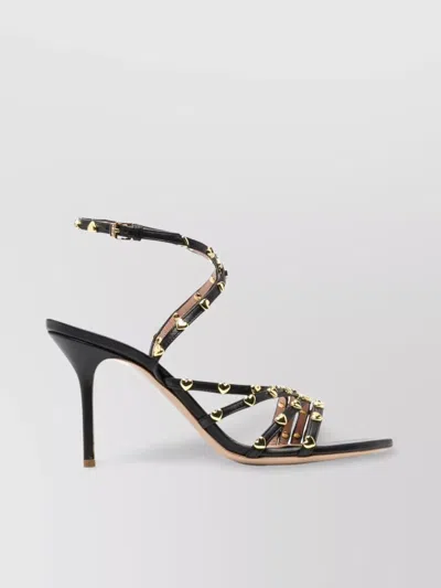 Moschino 90mm Stiletto Heel Leather Sandals In Brown
