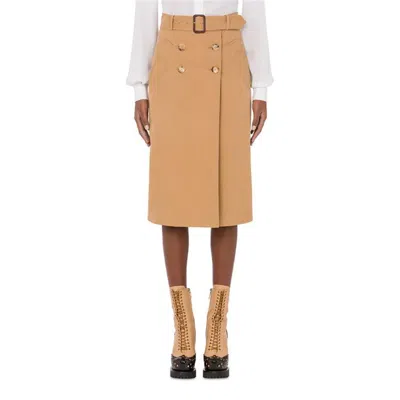 Moschino Beige Belted Midi Skirt
