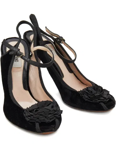 Pre-owned Moschino 95mm Leather Heeled Sandals In Black