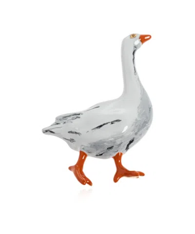 Moschino A Goose Motif Polished Brooch In White