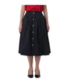 Moschino Flared High Waist Pleated Midi Skirt In Black