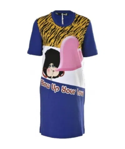 Moschino A Printed Dress In Blue