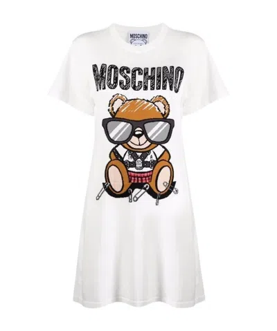 Moschino A Round-necked Logo Dress In White
