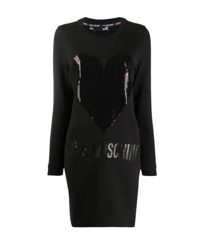 Moschino A Sequined Heart-shaped Dress In Black