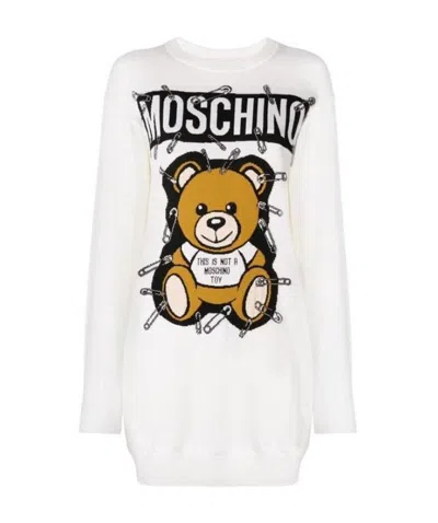 Moschino A Teddy Bear Knitted Dress In White