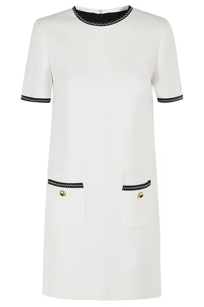 Moschino Contrasting-trim Mini Dress In White