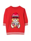 Moschino Abito In Cotone Con Teddy In Red