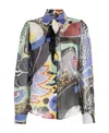 Moschino Abstract Print Silk Blouse In Multicolor