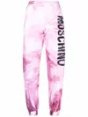 Moschino Abstract-print Branded Track Trousers In Pink
