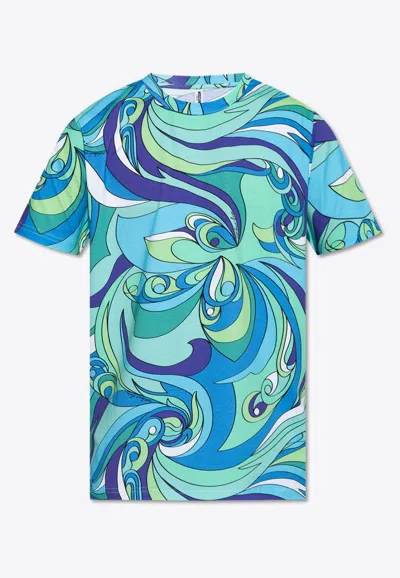 Moschino Geometric-pattern Cotton T-shirt In Blue