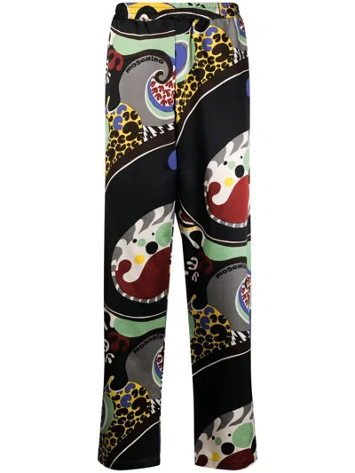 Moschino Abstract-print Straight-leg Trousers In Multicolour