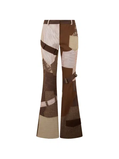 Moschino Abstract-pattern Palazzo Pants In Brown