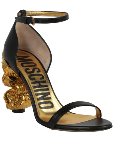 Moschino Accents Leather Sandal In Black