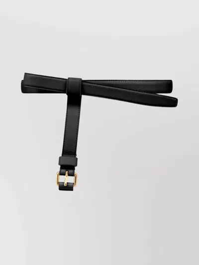 Moschino Adjustable Bow Detail Belt With Gold Buckle In Brown