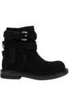 Moschino Calf Leather Ankle Boots With Decorative Straps In Black