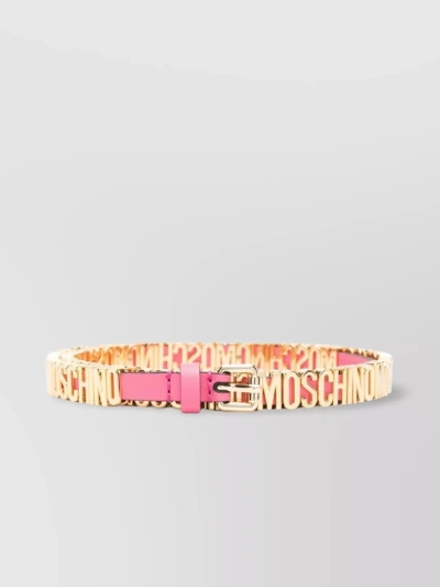 Moschino Adjustable Calf Leather Belts In Pink