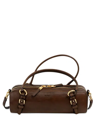 Moschino Adjustable Detachable Strap Shoulder Bag In Brown