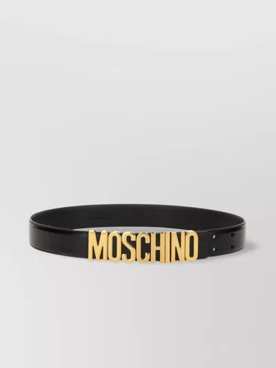 MOSCHINO ADJUSTABLE LOGO EMBOSSED BELT