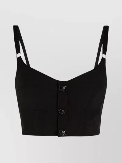 Moschino Bustier Top With Teddy Bear Buttons In Black