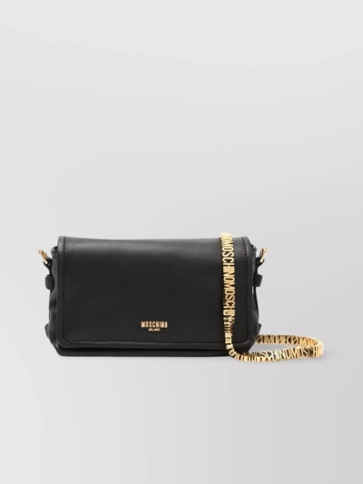 Moschino Adjustable Strap Foldover Flap Bag In Black